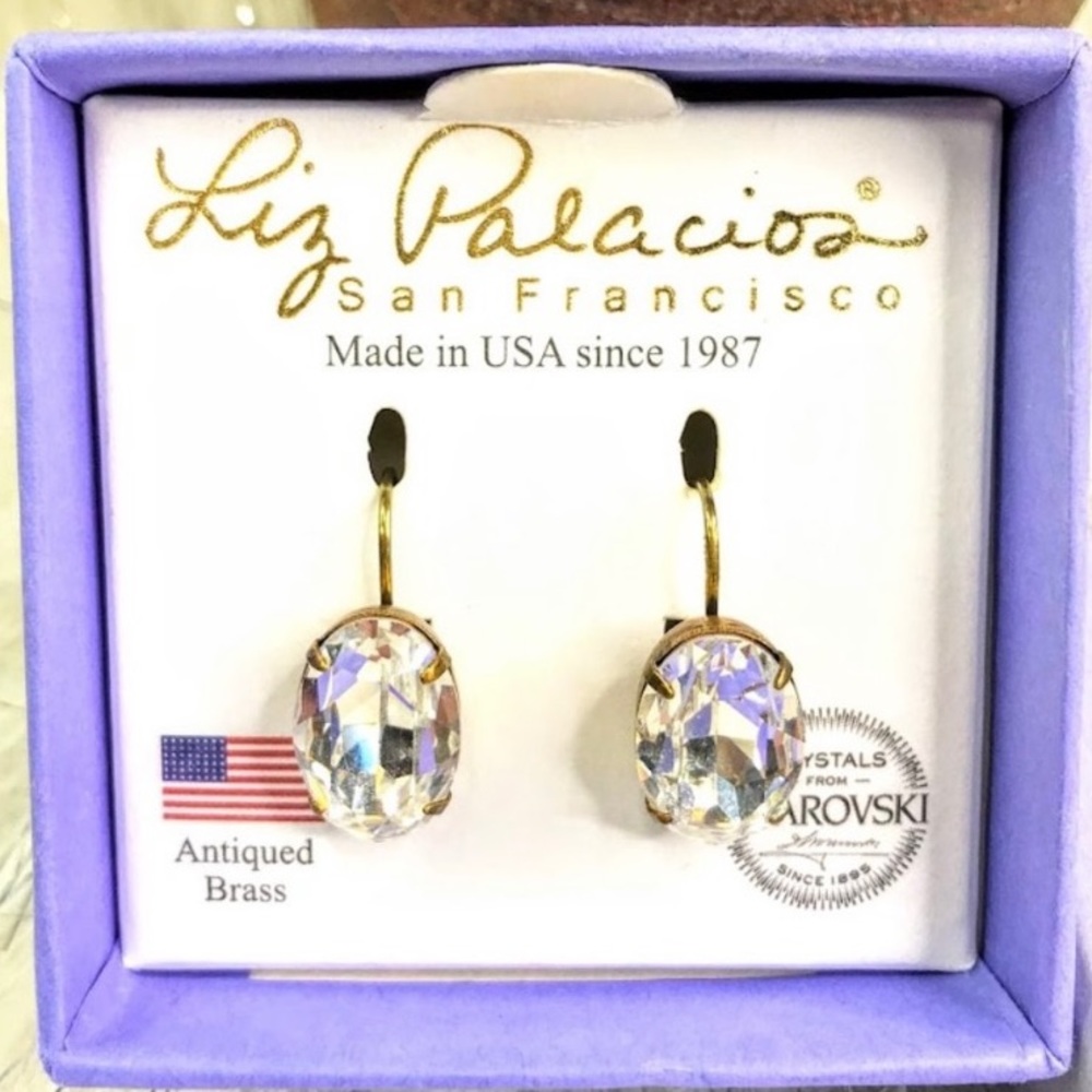 Liz Palacios Clear Oval Swarovski Crystal Earrings
